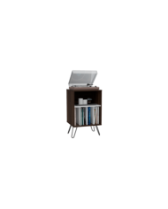 Mueble Auxiliar Lara, Caoba y Blanco, con Patas En Acero y Espacio Para Objetos Decorativos