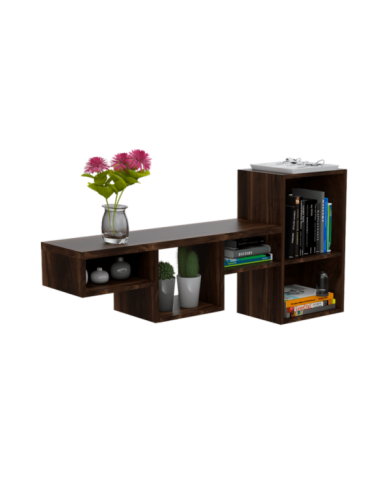 Repisa Frello, Caoba, de Cinco Espacios Para Ubicar Objetos