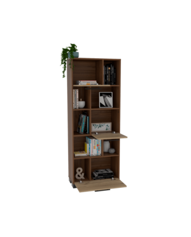 Biblioteca Marsel, Castaño y Café Claro, con Tres Puertas Abatibles y Varios Entrepaños