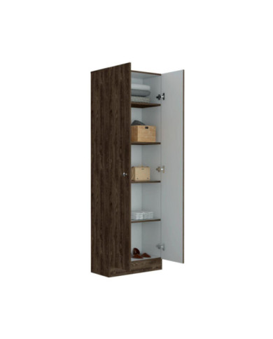 Closet Ainara, Chocolate y Blanco, con Cinco Entrepaños