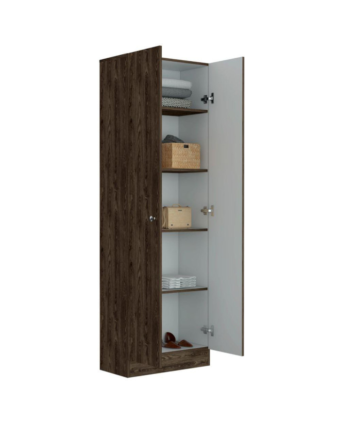 Closet Ainara, Chocolate y Blanco, con Cinco Entrepaños