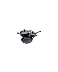 Bateria 5 Pzas Alum 1,8Mm Negra Interior Antiadherente Stone