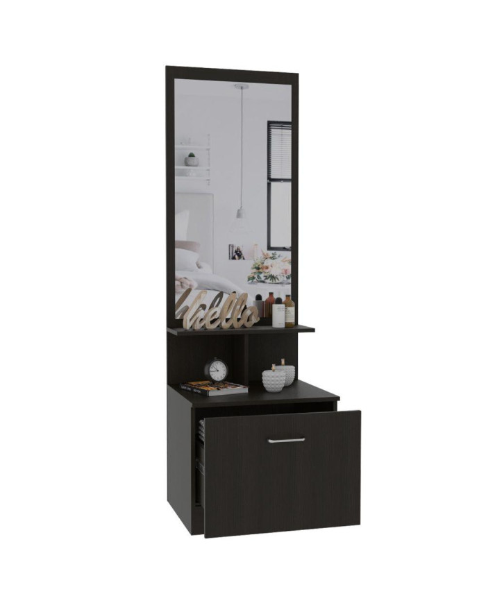 Tocador Zaha, Wengue, con Espejo y Un Cajón Organizador