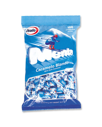 CARAMELO BLANDO MENTA ITALO 470 GR BOLSA X 100 UND