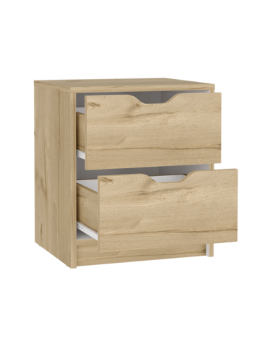 Mesa de Noche, Brasilia, Café Claro y Blanco Duqueza, con Dos Cajones Deslizables