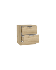 Mesa de Noche, Brasilia, Café Claro y Blanco Duqueza, con Dos Cajones Deslizables