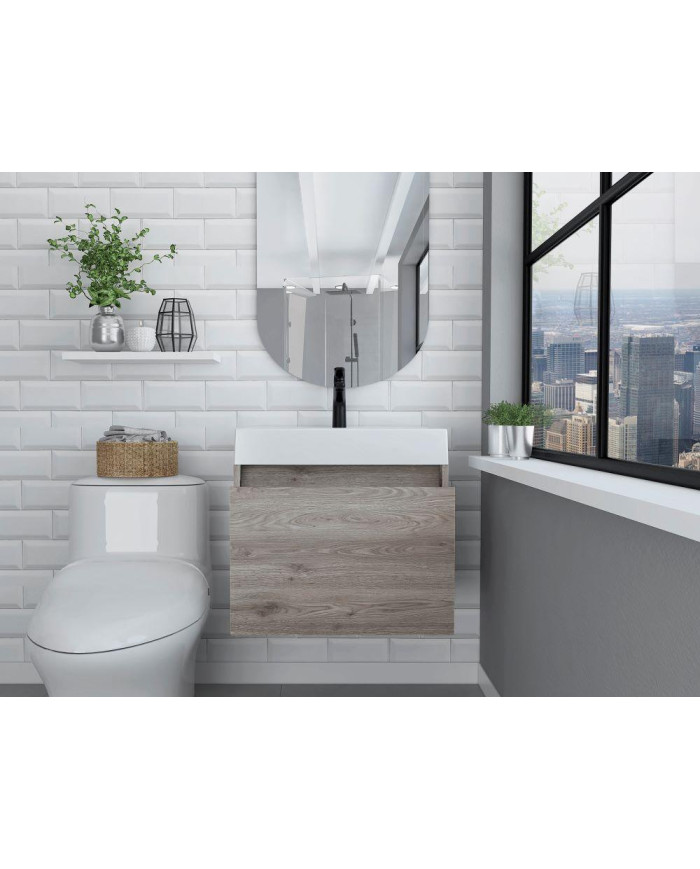 Mueble Lavamanos Fussion, Humo, con Amplio Espacio Para Almacenar