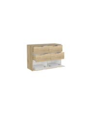 Organizador Brasilia, Café Claro y Blanco Duqueza, con cuatro cajones multiusos deslizables