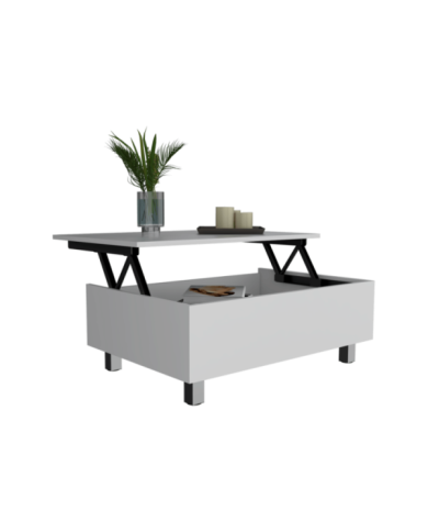 Mesa de Centro Albar, Blanco Perla, con Entrepaño Extensible  ZF