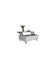 Mesa de Centro Albar, Blanco Perla, con Entrepaño Extensible  ZF