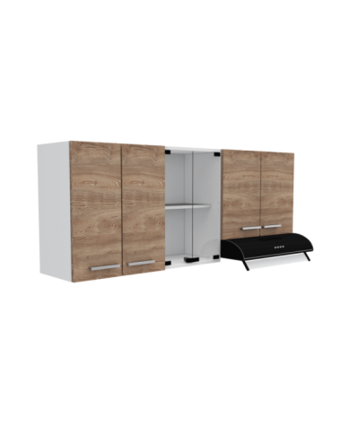 Gabinete Superior Eris, Miel y Blanco, con Amplio Espacio para ubicar Articulos de Cocina