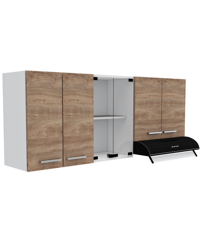 Gabinete Superior Eris, Miel y Blanco, con Amplio Espacio para ubicar Articulos de Cocina