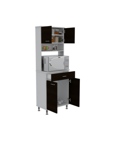 Alacena Huzy, Blanco y Wengue, con Amplia Capacidad de Almacenamiento