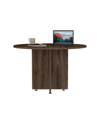 Mesa Redonda para oficina Concept, Chocolate, ideal para cuatro puertas