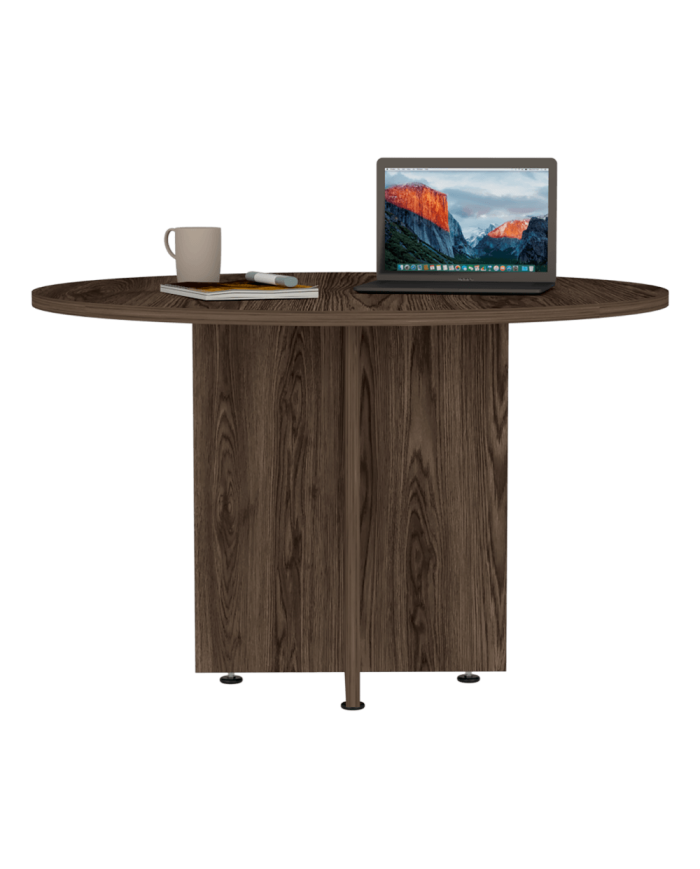 Mesa Redonda para oficina Concept, Chocolate, ideal para cuatro puertas