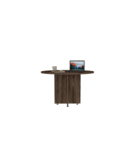 Mesa Redonda para oficina Concept, Chocolate, ideal para cuatro puertas