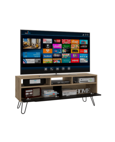 Mesa para TV Cleo, Café Claro y Wengue, con patas de metal