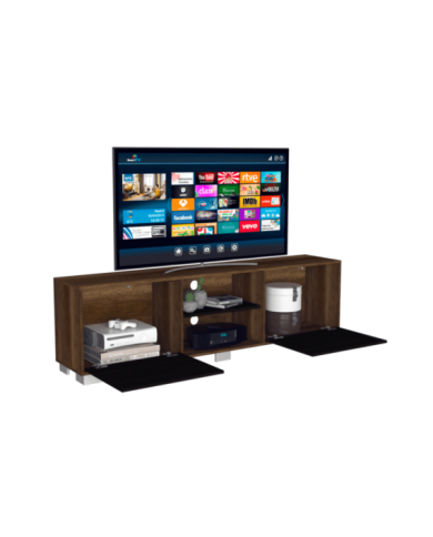 Mesa Para Tv Clasic, Cobre y Wengue, con Dos Puertas Batientes