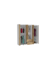 Closet Bariloche Bombay, Café Claro y Blanco Duqueza con Variedad de Entrepaños y Seis Puertas Abatibles