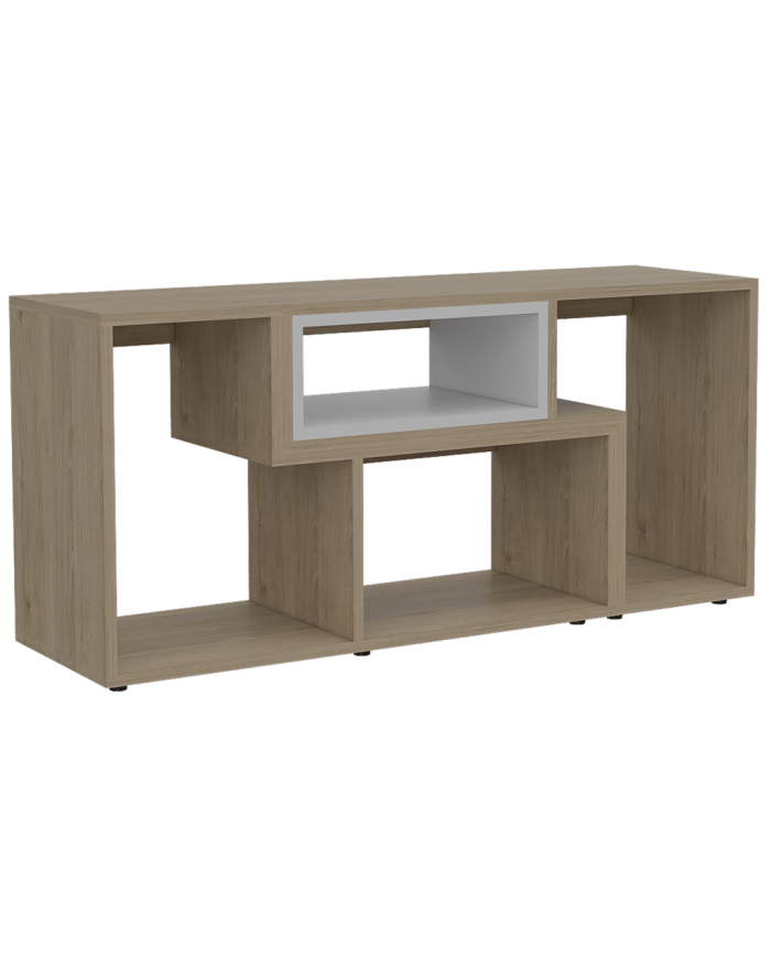 Mesa Para Tv Ascher Beige y Blanco Para Televisor de 50 Pulgadas