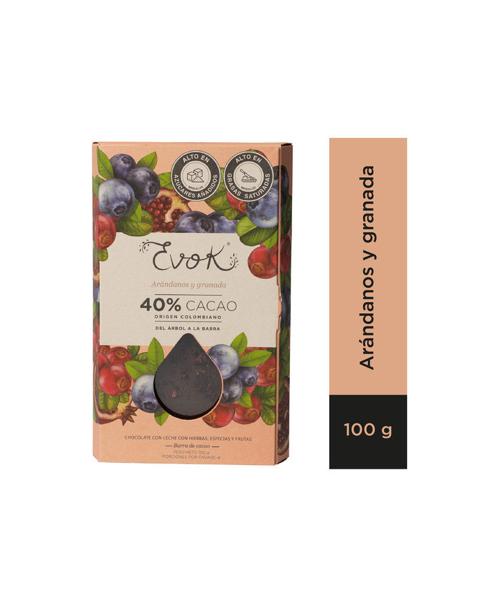 Choc Barra V 40% Arándano, Granada 100G