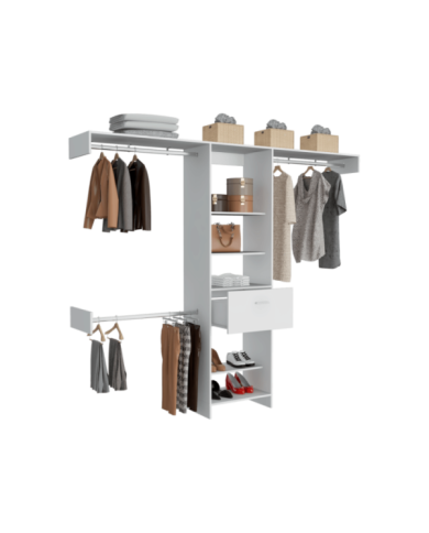 Closet Delhi, Blanco Nevado con Tres Tubos Cromados y Un Cajón