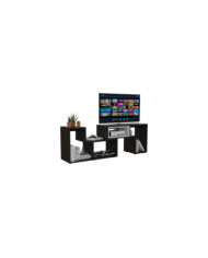 Mesa para TV Ascher, Wengue y Blanco, con espacio para televisor de 50 pulgadas