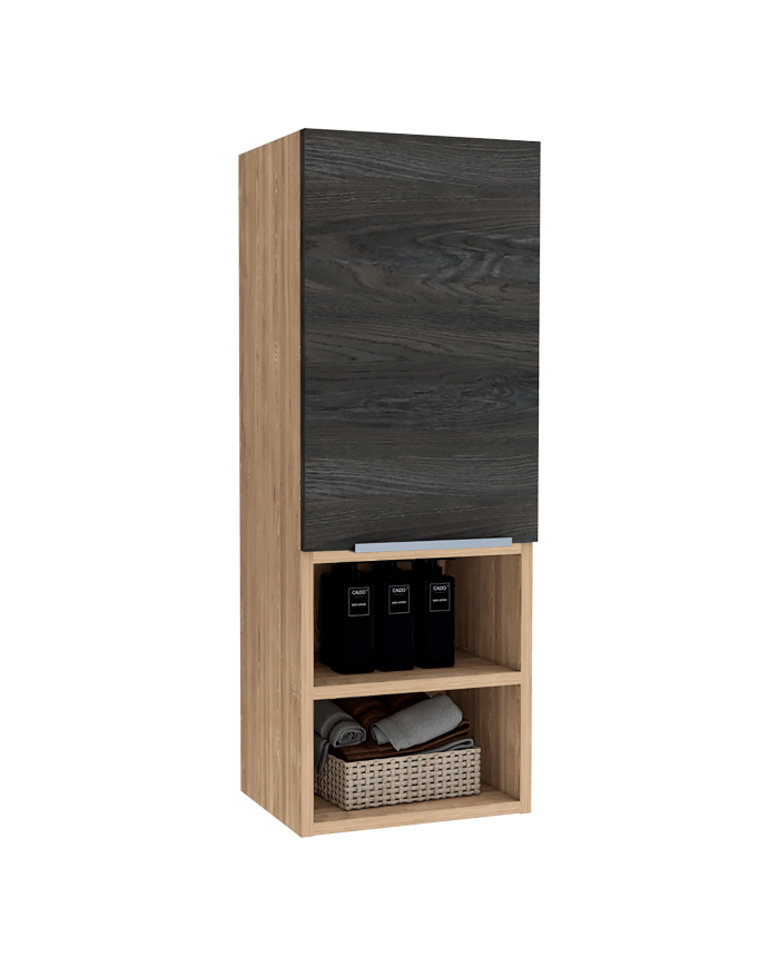 Gabinete de Baño Real, Miel y Grafito, Con Dos Puertas Batientes