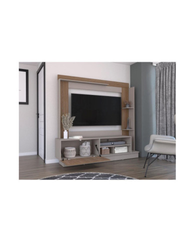 Mesa Para Tv Doha, Cocoa, Con Variedad de Entrepaños