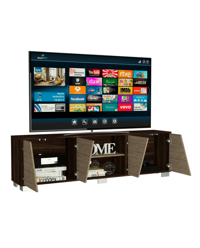 Mesa Para Tv Orus, Miel y Caoba, con Espacio Para Televisor de 80 Pulgadas