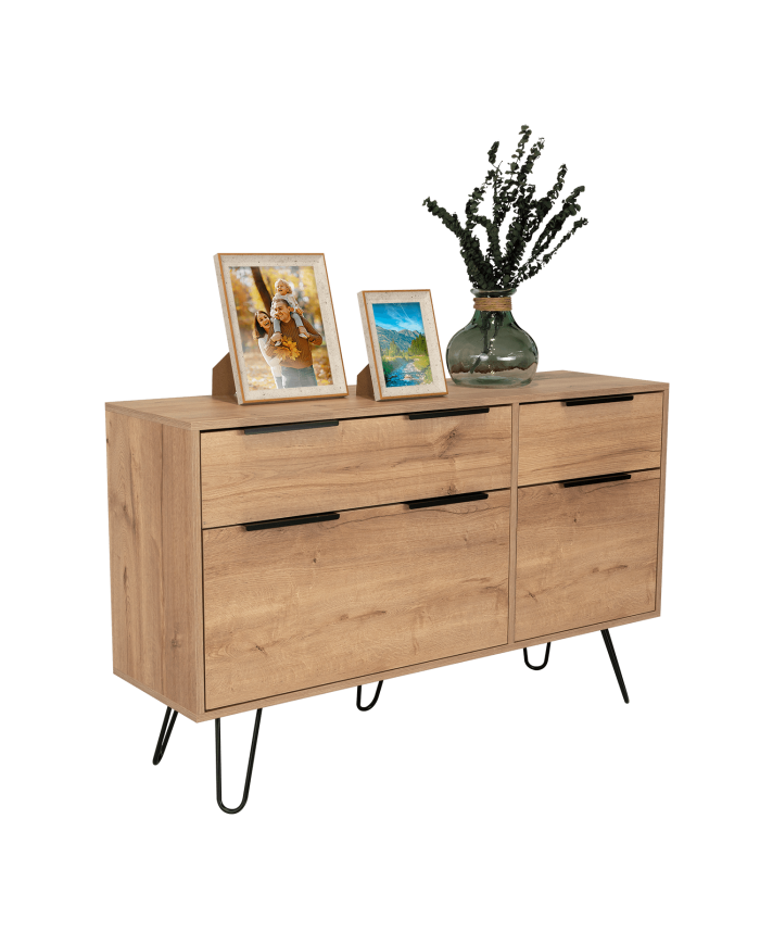 Organizador Ali, Café Claro y Wengue, con 2 Cajones y Amplio Espacio de Almacenamiento