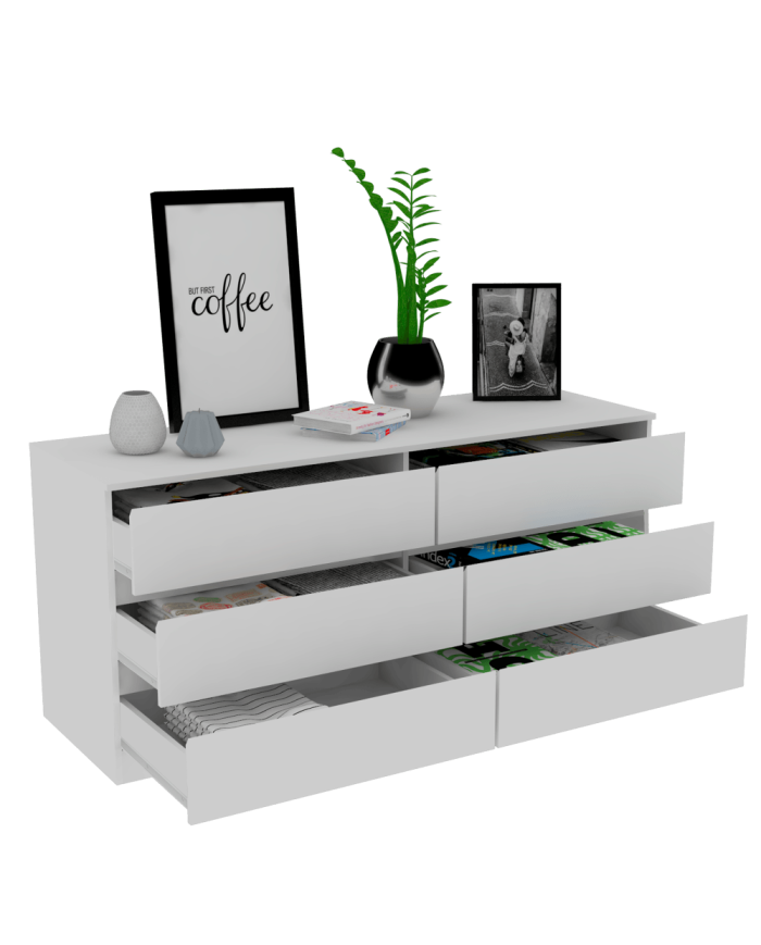 Organizador Azucena, Blanco Vainilla, con Seis Cajones Deslizables