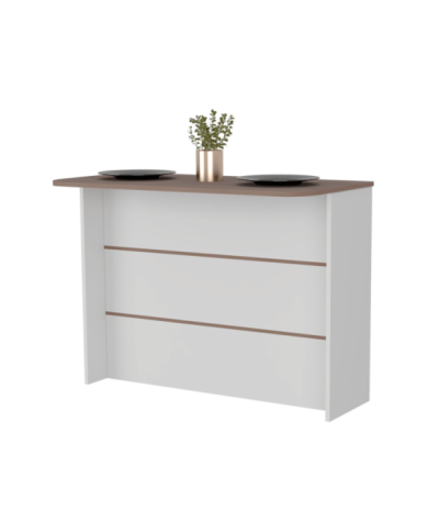 Barra de Cocina Diamante, Blanco Duqueza y Miel, Con Entrepaños ZF