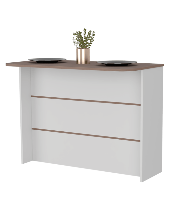 Barra de Cocina Diamante, Blanco Duqueza y Miel, Con Entrepaños ZF