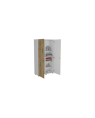 Closet Light, Macadamia y Blanco, con Dos Puertas Batientes y Entrepaños