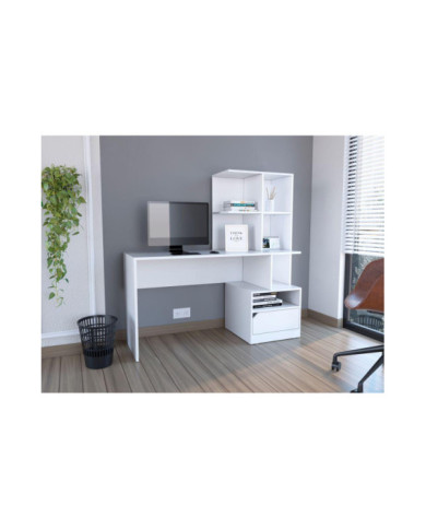 Combo Para Oficina Beto, Blanco Incluye Escritorio y Biblioteca