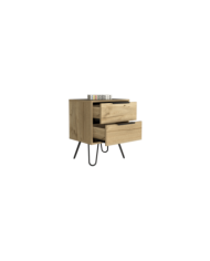 Mesa de Noche Ali, Beige y Wengue, con Dos Cajoneras ZF