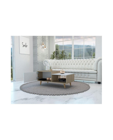 Mesa de Centro Trueno, Beige y Blanco Vainilla, con Amplio Espacio Ideal Para Ubicar Decoraciones
