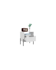 Mesa de Noche Wesley, Blanco Vainilla Y Gris Oscuro, Con Un Cajón Deslizable y Entrepaños