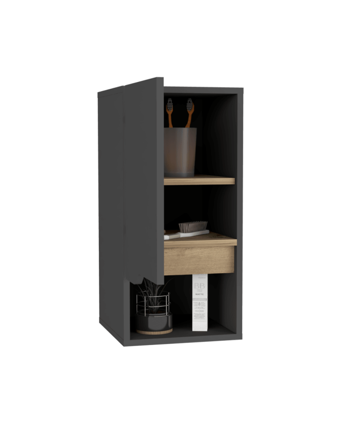 Gabinete de Baño Apolis, Plata Oscuro y Café Claro, con Espacio Para Guardar Objetos de Aseo Personal