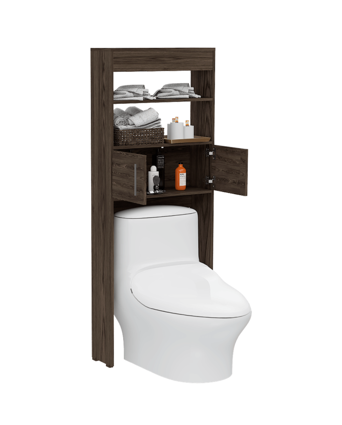 Gabinete de Baño Oporto, Chocolate, con Variedad de Entrepaños