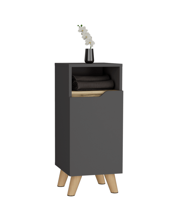 Gabinete de Baño Vicent, Plata Oscuro y Café Claro, con Variedad De Entrepaños