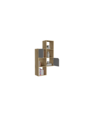 Repisa Debanhi, Café Claro y Gris Oscuro, con Múltiples Entrepaños y Superficies Para Ubicar Objetos