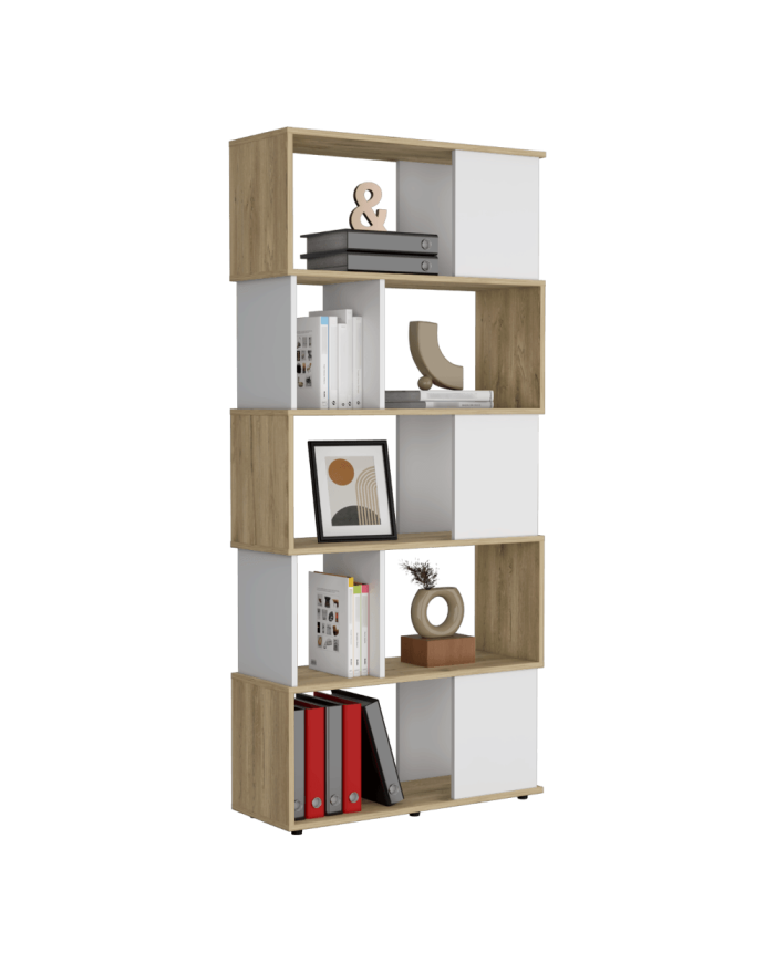 Biblioteca Noah, Macadamia y Blanco Vainilla, con Variedad de Entrepaños