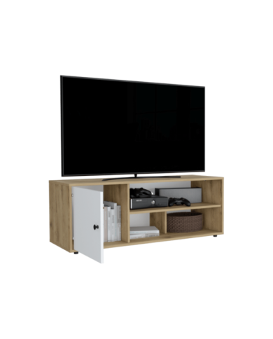 Mesa Para Tv Noah, Macadamia y Blanco Vainilla, para tv de hasta 55 pulgadas