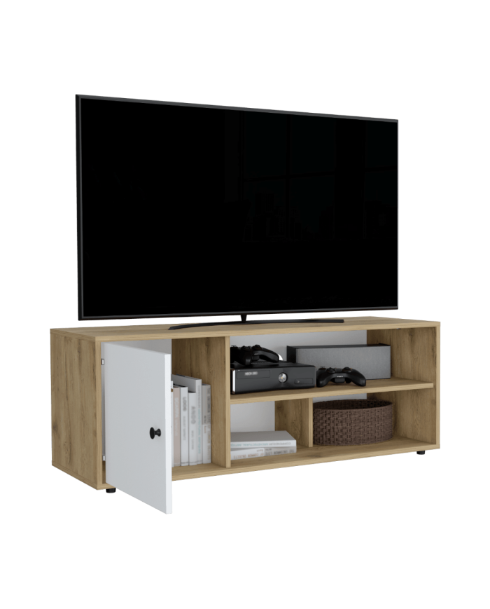 Mesa Para Tv Noah, Macadamia y Blanco Vainilla, para tv de hasta 55 pulgadas