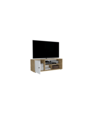 Mesa Para Tv Noah, Macadamia y Blanco Vainilla, para tv de hasta 55 pulgadas