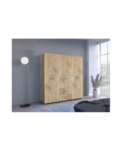 Closet Bariloche Bombay, Café claro y Blanco Vainilla, Variedad de Entrepaños y Seis Puertas Abatibles