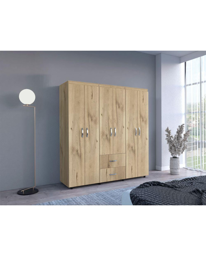 Closet Bariloche Bombay, Café claro y Blanco Vainilla, Variedad de Entrepaños y Seis Puertas Abatibles