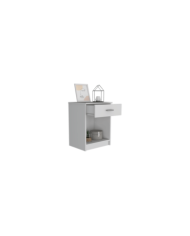 Mesa de Noche Bonaire, Blanco Vainilla, con Un Cajon Multiuso